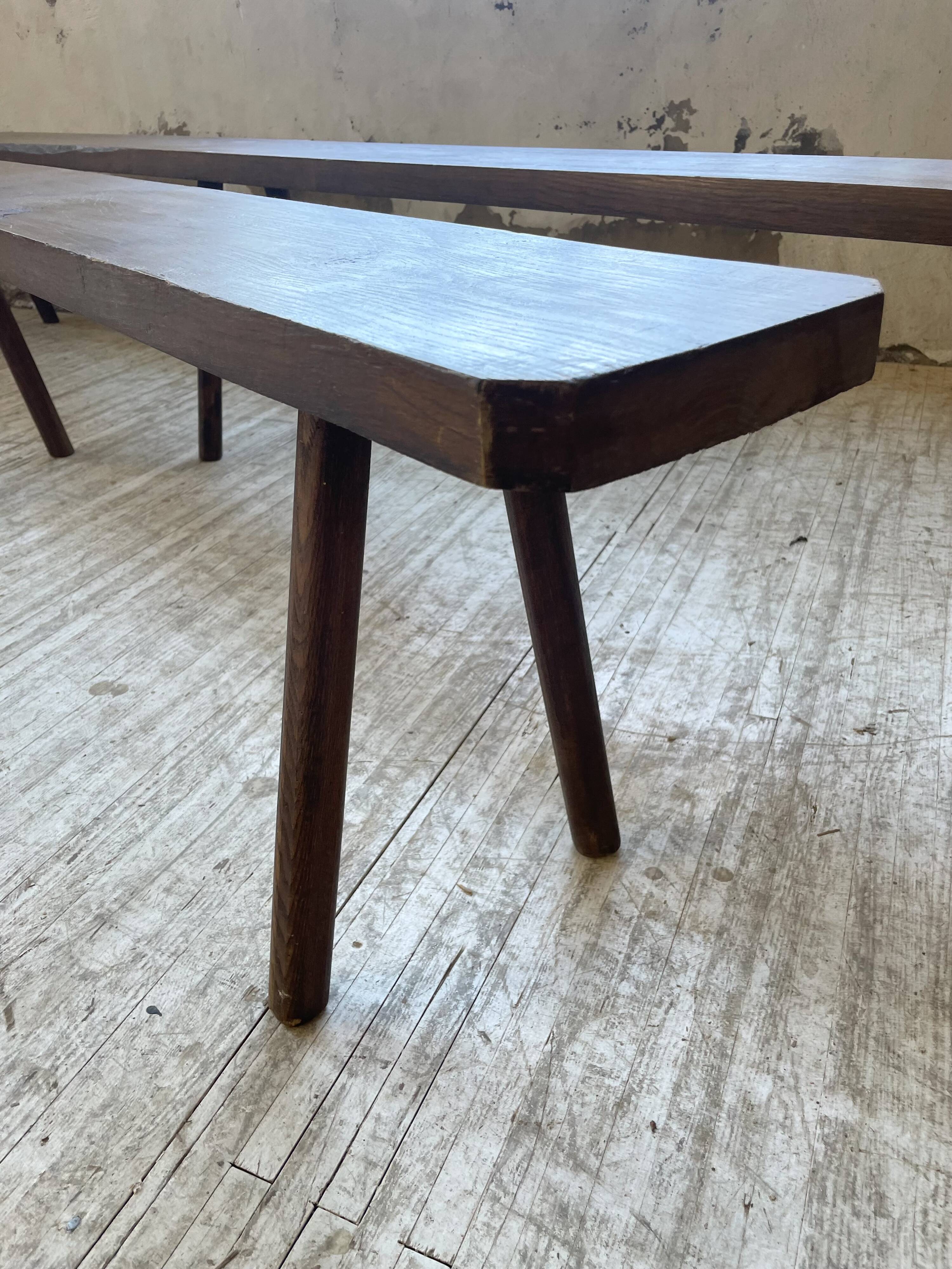 Pair of 3m solid oak farmhouse benches