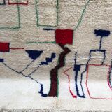 Beni Ouarain Berber carpet with blue, red and green coloured patterns 3.02x2.05m