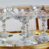 Set of 8 champagne glasses in carved blown glass