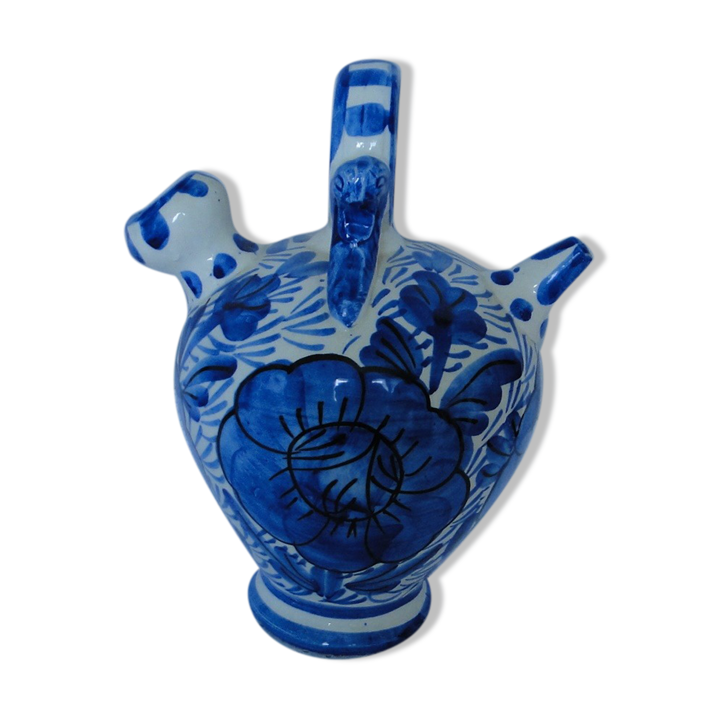 Gargoulette decor blue and white handicraft work in ceramic