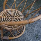 Small round rattan children's chair, vintage 70s