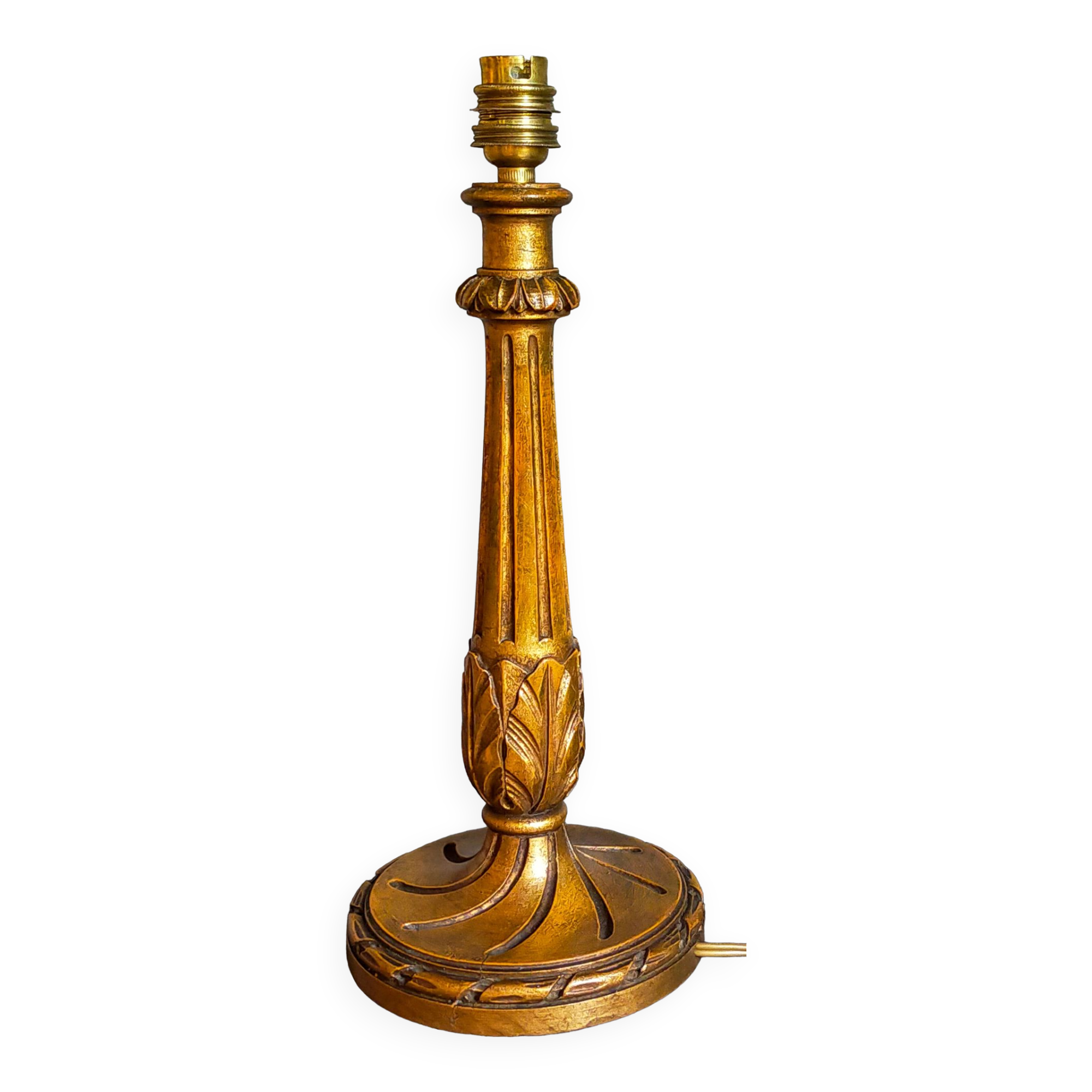 Lamp foot turned carved antique patina