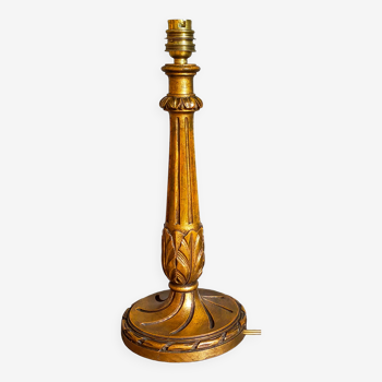 Pied de lampe bois tourné sculpté patiné ancien