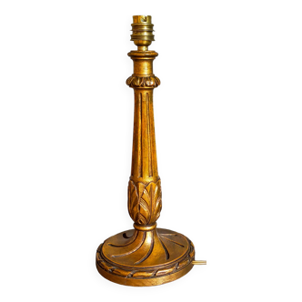 Pied de lampe bois tourné sculpté patiné ancien