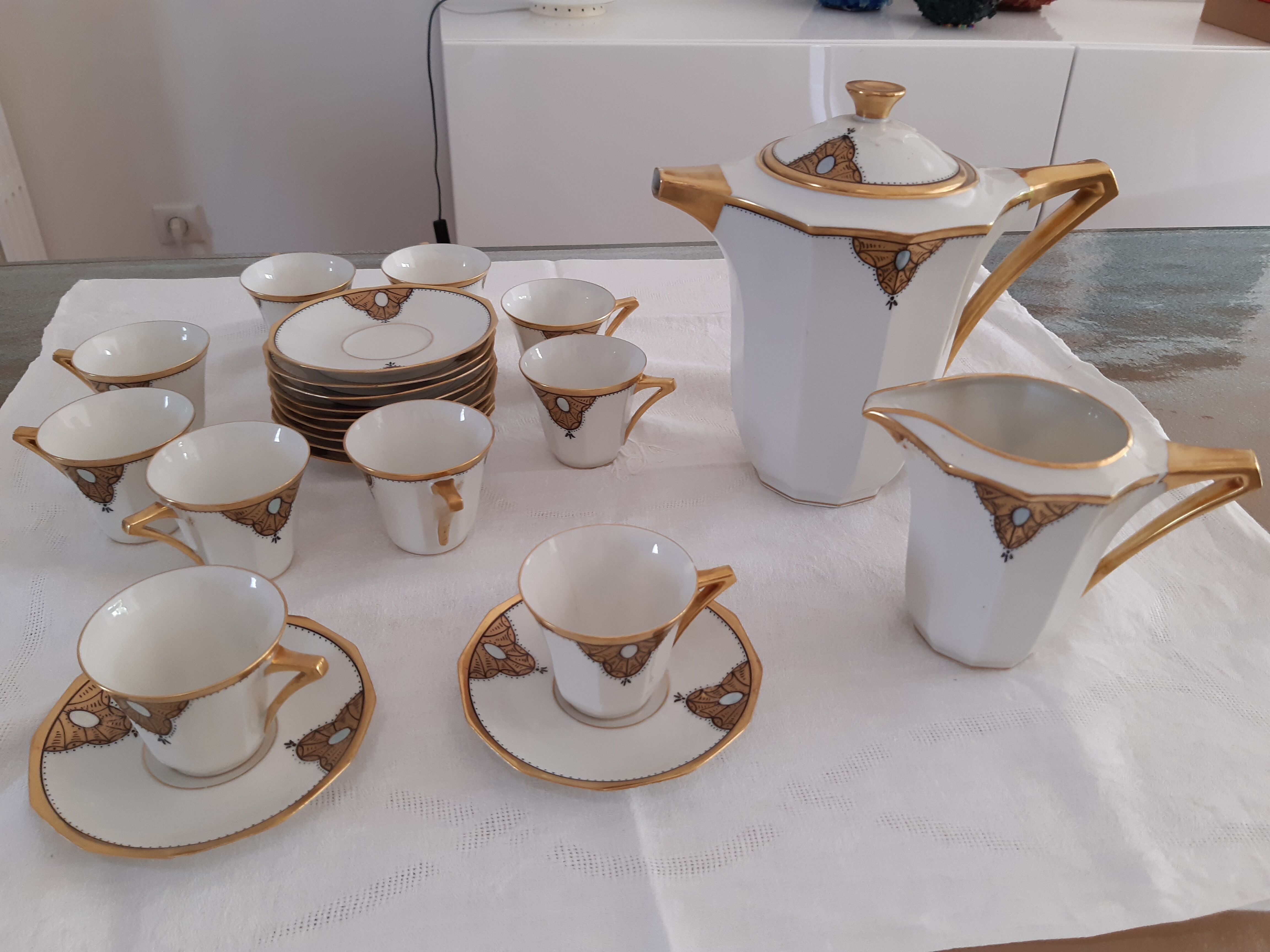 Servive a cafe art deco porcelain of limoges ancient