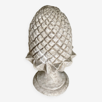 Whitewashed concrete ornamental acorn