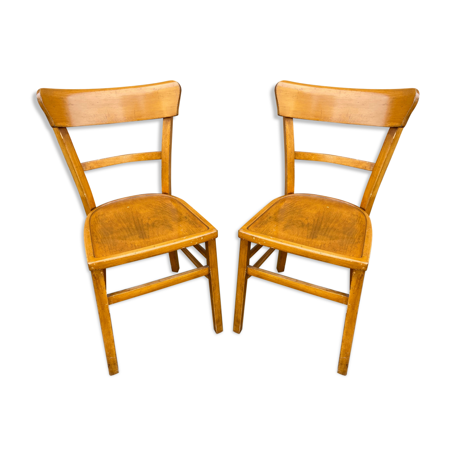 Pair of chairs curved wood vintage bistro