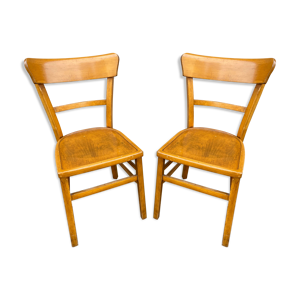 Paire de chaises bois courbé bistrot vintage