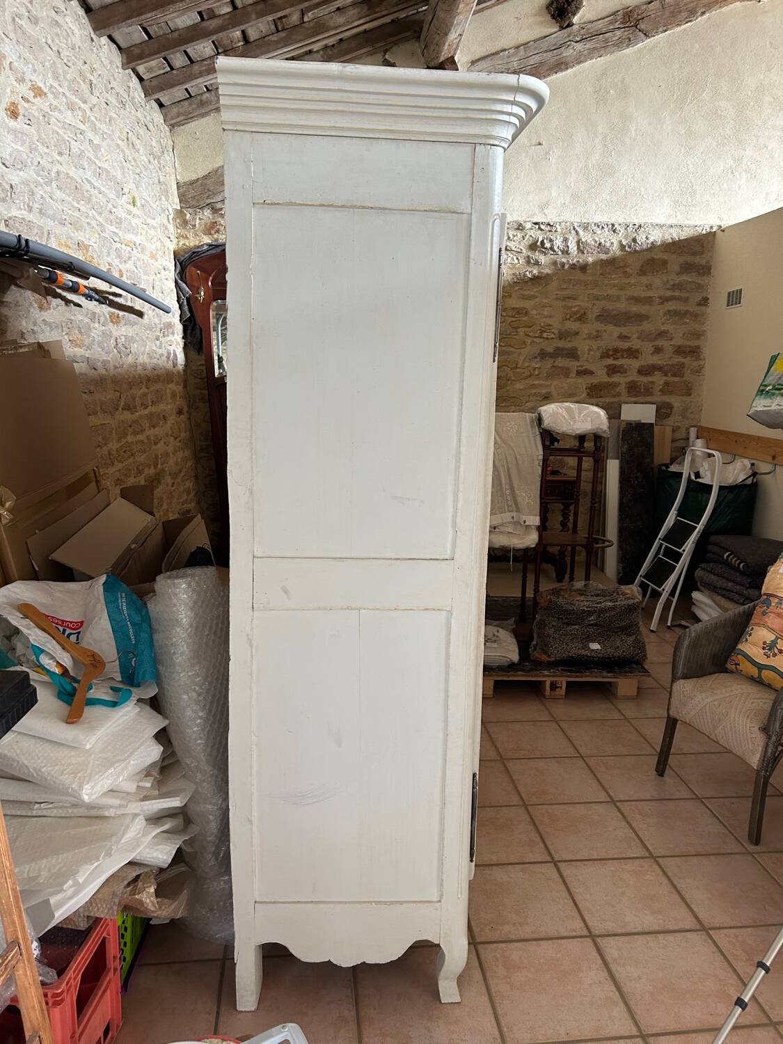 Old white patinated cabinet