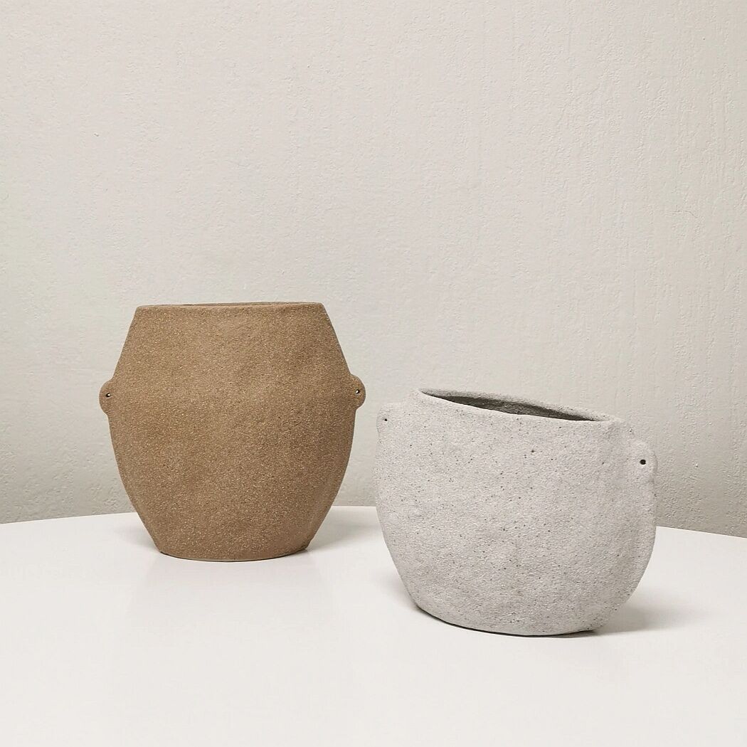 Pair of organic ceramic vases