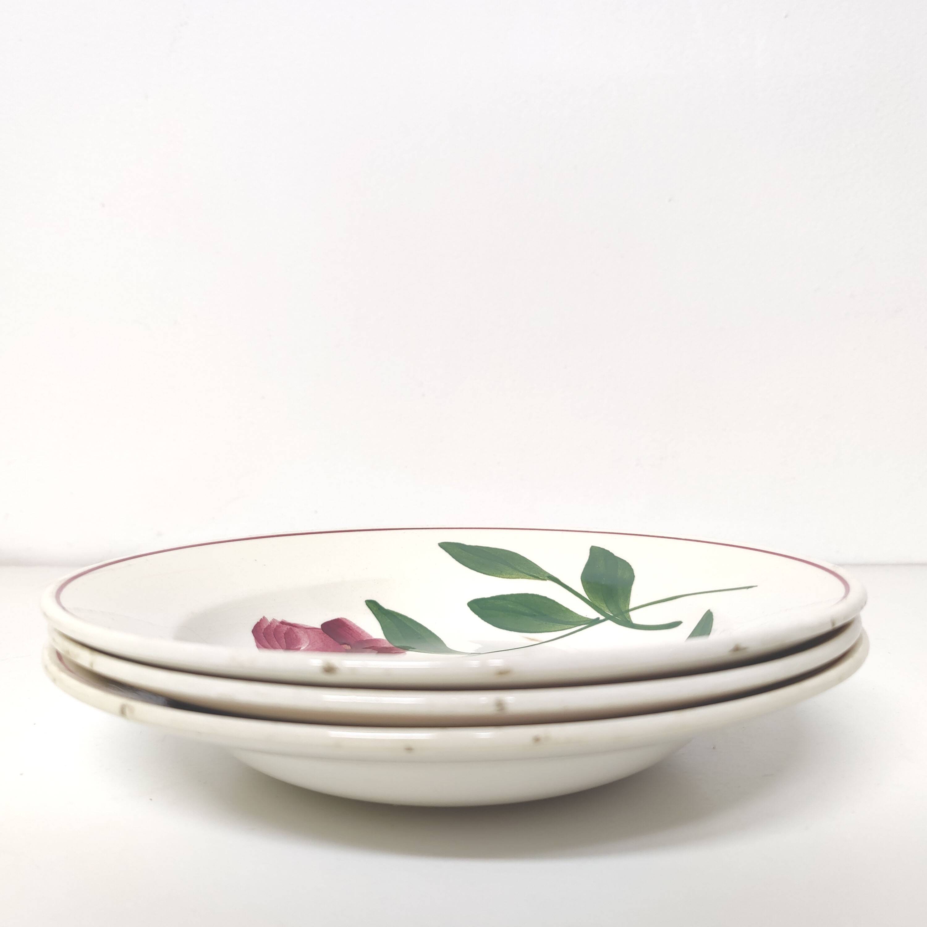 3 vintage floral soup plates Printemps Paris model Essonnes