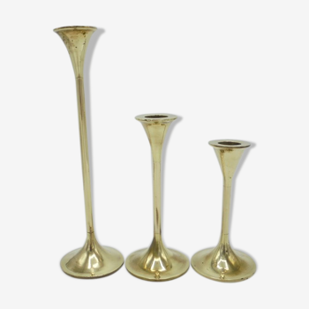 Set of 3 brass candlesticks