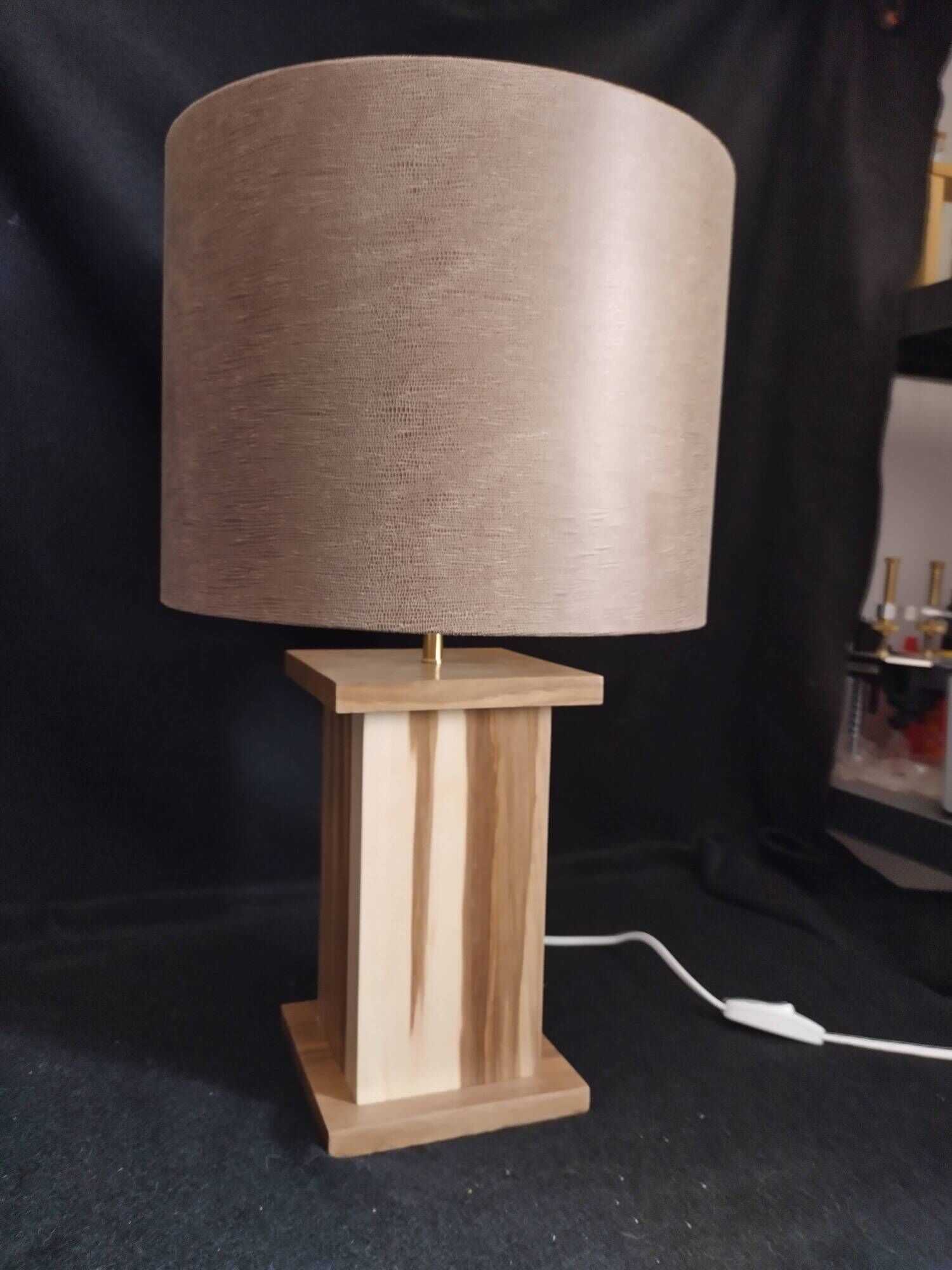 Handcrafted lamp in a contemporary style.