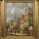 Realistic oil painting with baroque frame by Jan Berkhout (1937), The Netherlands