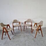 4 teak Compass chairs by Kai Kristiansen for SVA Møbler, 1960s