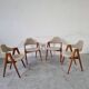 4 teak Compass chairs by Kai Kristiansen for SVA Møbler, 1960s