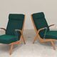 Paire de fauteuils ULUV bois et tissu vert bouclette