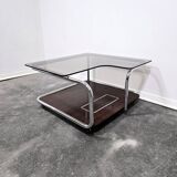 Table basse bauhaus en noyer des années 1970