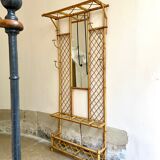 Wall-mounted coat rack with mirror and umbrella stand, 1950s-60s