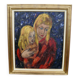 Tableau de Maurice Henry D'ANTY, portrait d'une mère et sa fille