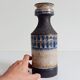 Scandinavian Modern Chamotte Vase, Dark Brown & Cream Glaze, Denmark