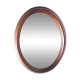 Oval mirror with wooden frame