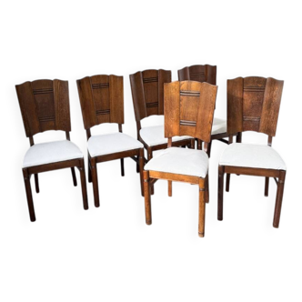 Set 6 chaises art déco chêne 1940
