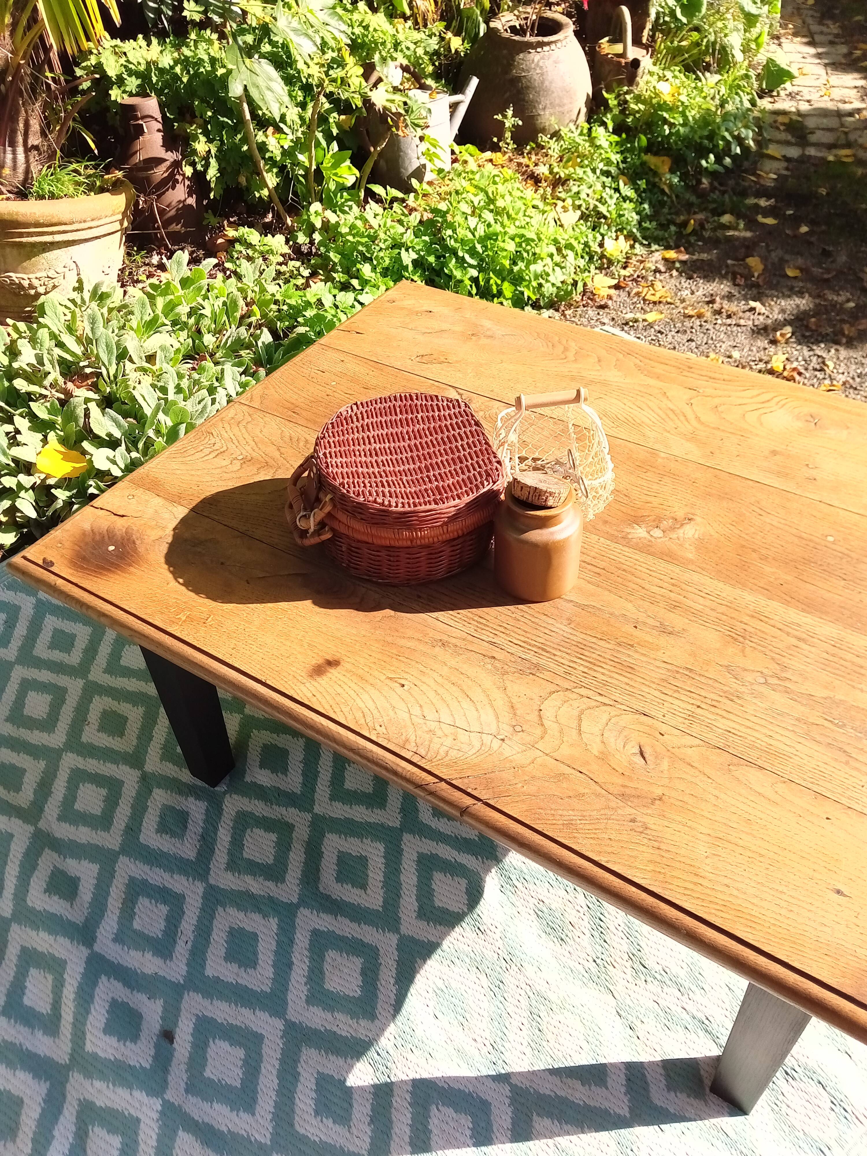 Low farmhouse table in solid oak