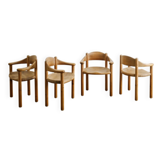 Danish Mid Century Wooden Sculptural Dining Chairs by Rainer Daumill, 1970s