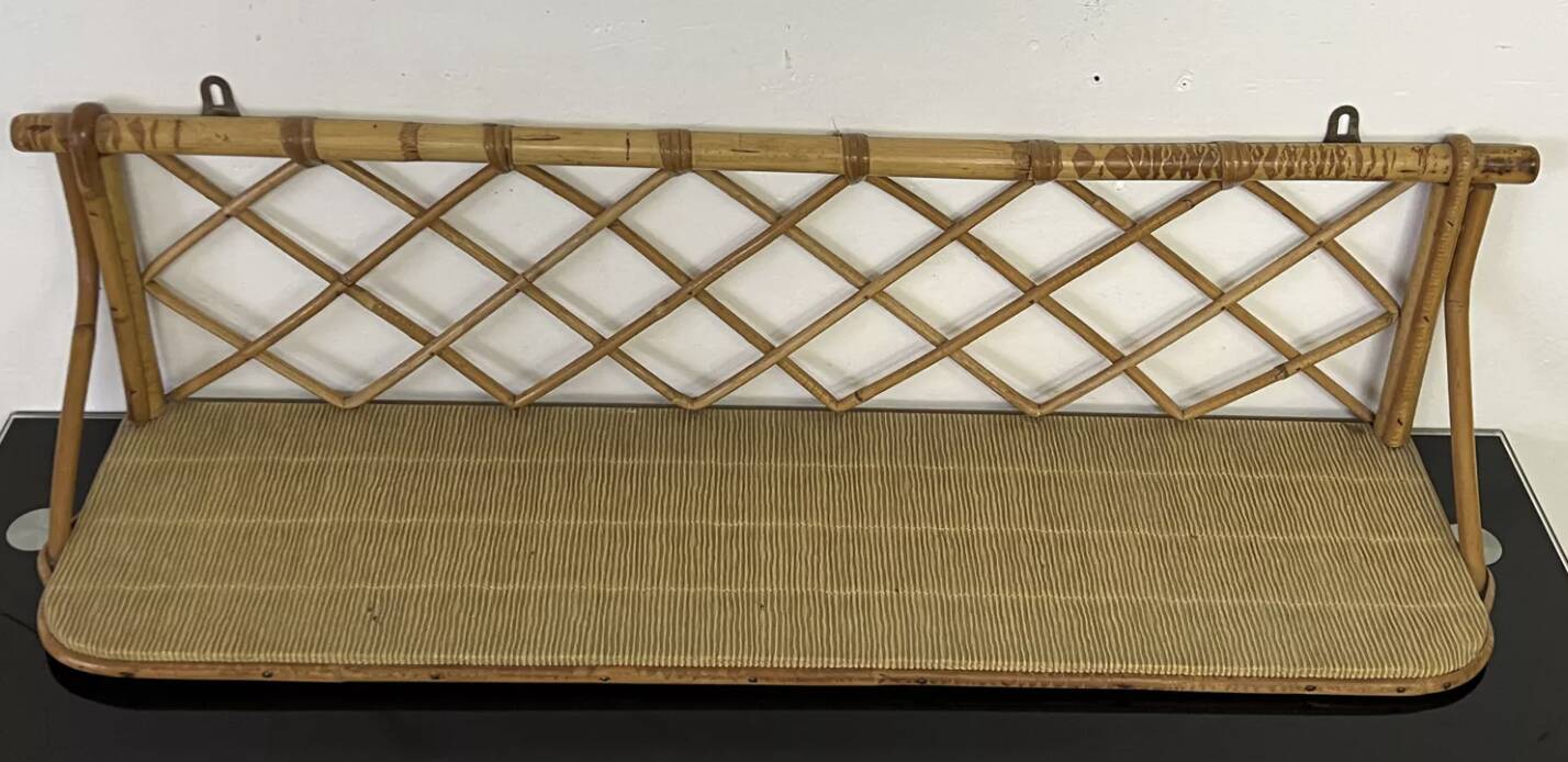 Vintage rattan wall shelf