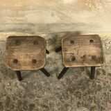 Paire de tabourets art populaire