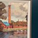 Original Swedish Oil on Panel - "Coastal Village" by Helge Andersson - Dated 1965 - Framed - 86 × 64 cm
