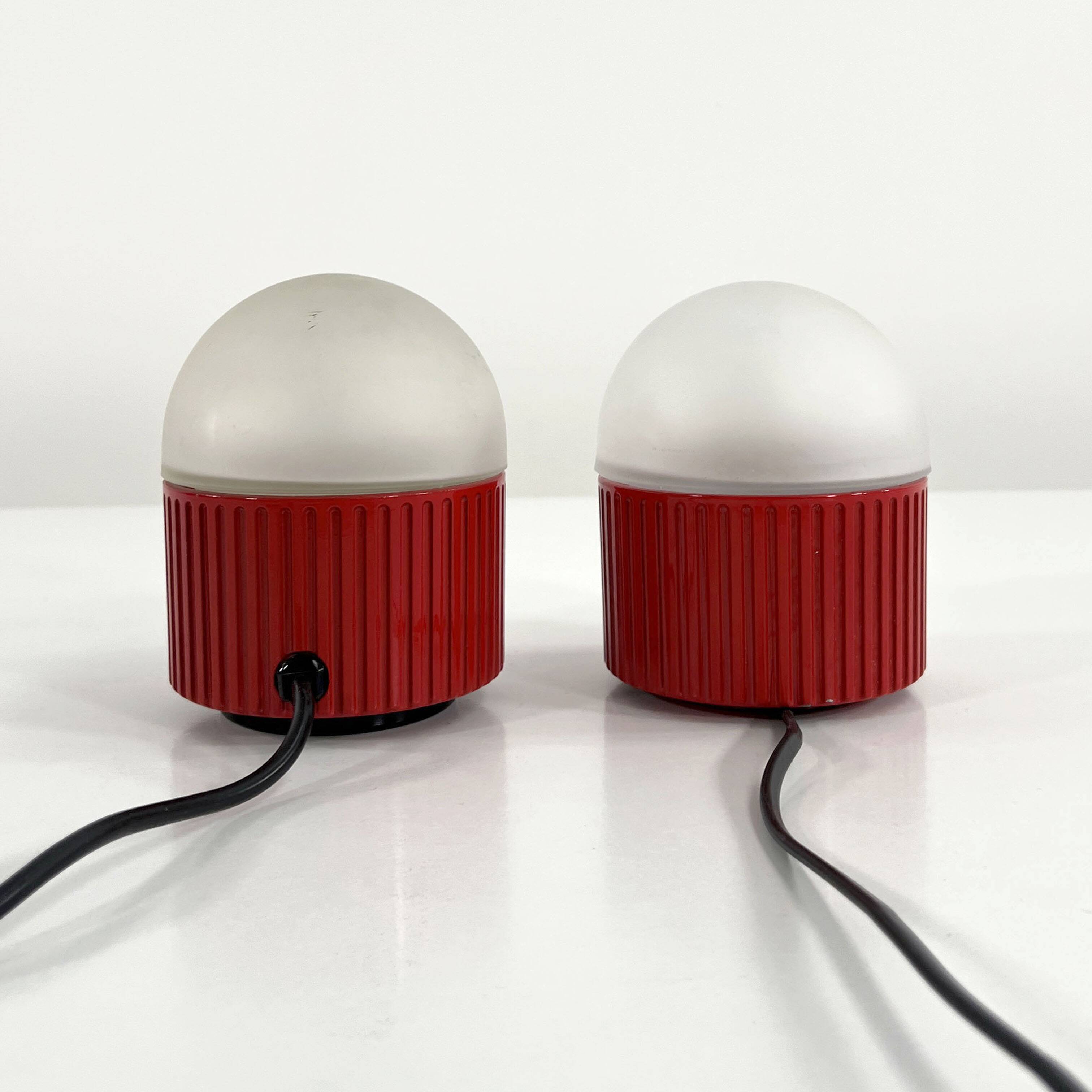 Pair of Red Bulbo Lamps by Barbieri & Marianelli for Tronconi, 1980