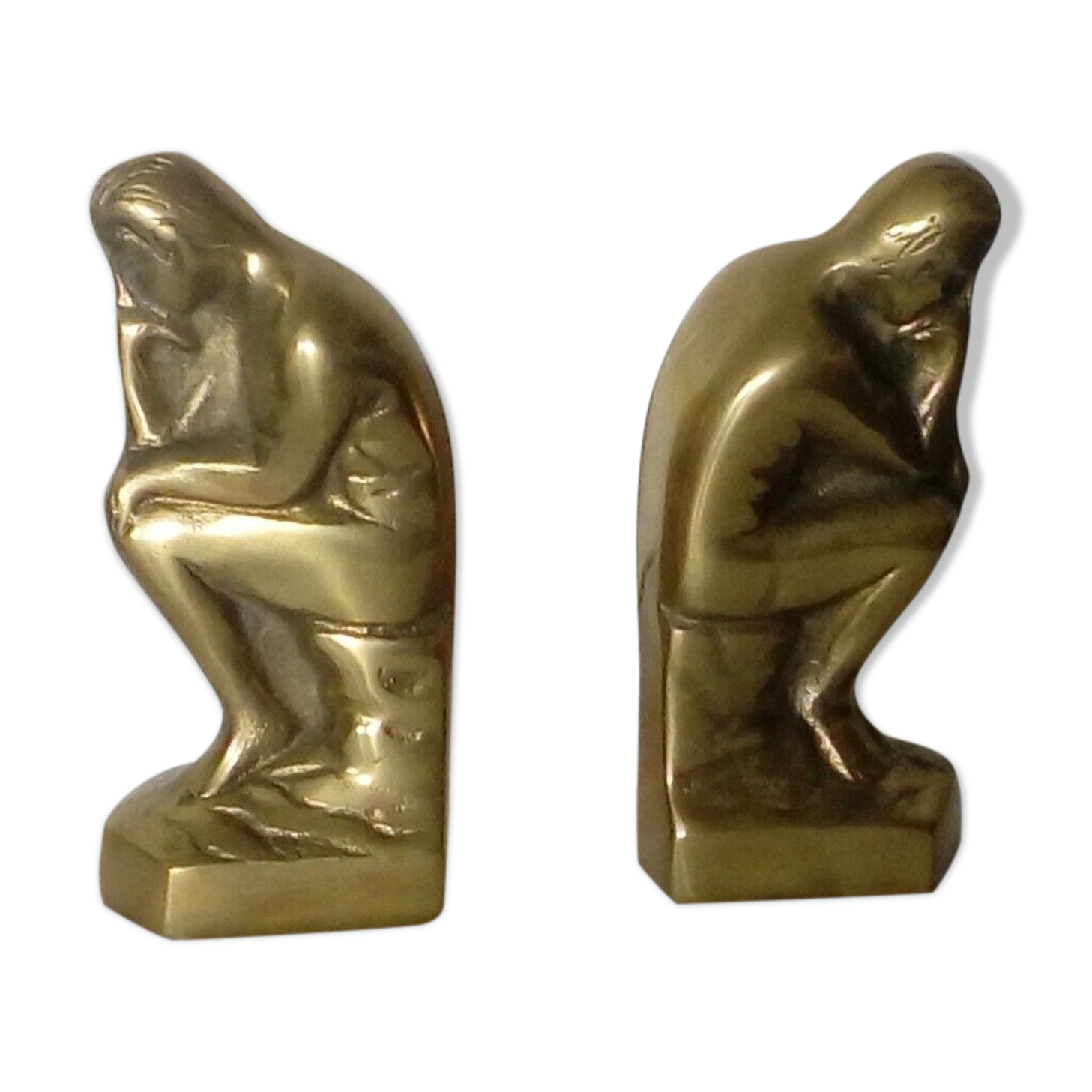 PAIR OF GREENHOUSE BOOKS IN LATON BRONZE EFFECT RODIN'S THINKER