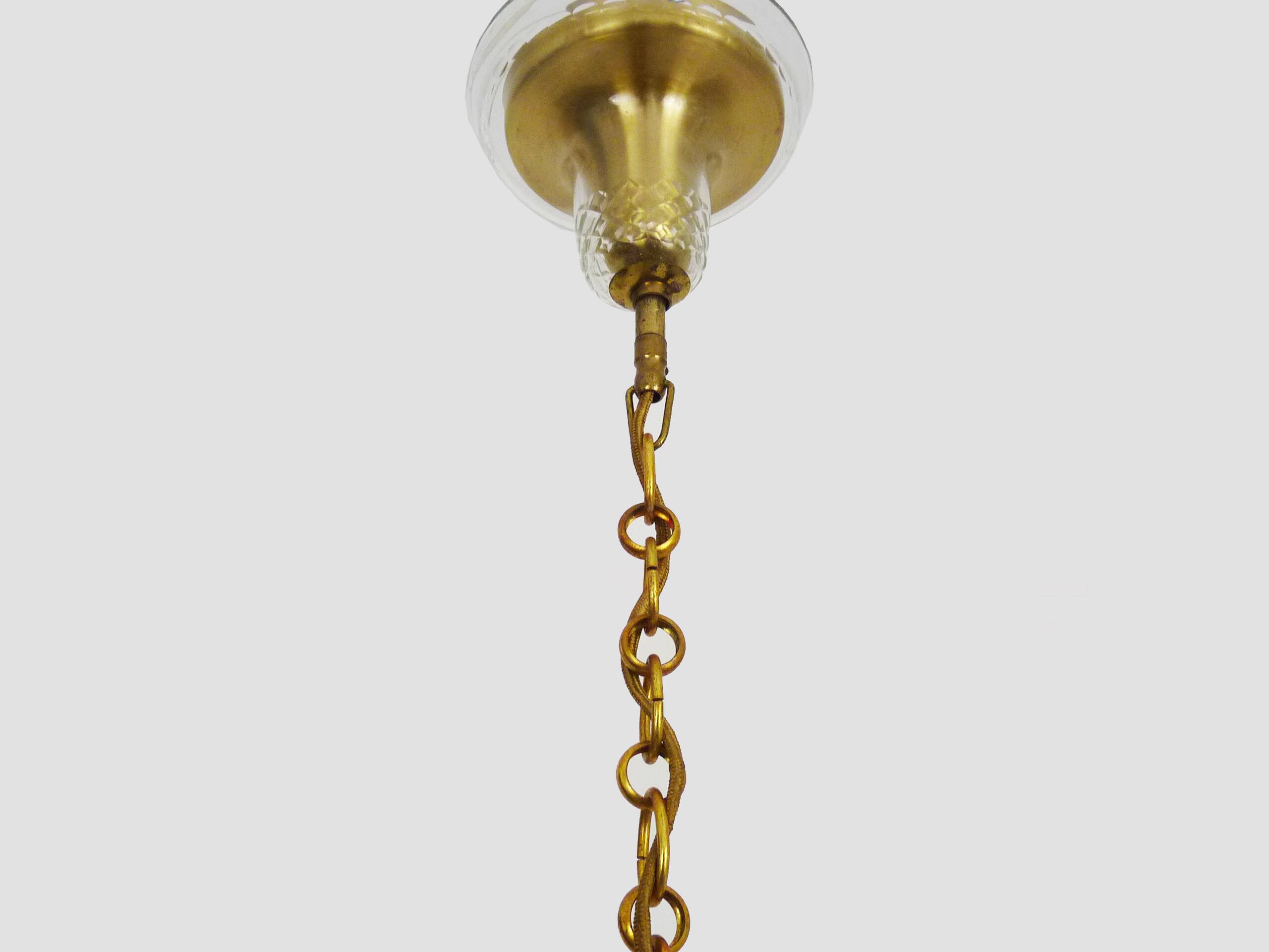 Old chandelier, pendant light, Marie Thérèse light with 9 lights and glass pendants. 1980s