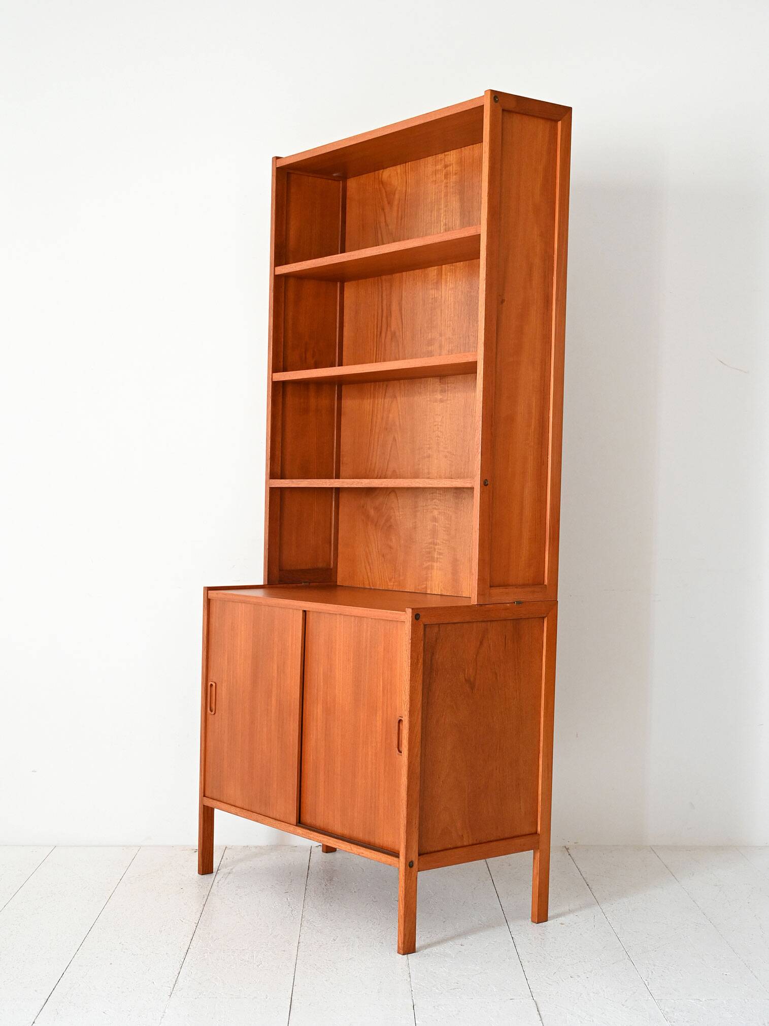 Vintage Scandinavian Teak Bookcase with Exposed Joinery