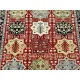 Hand-Knotted Wool Area Rug, Red Geometric Botanical Carpet for Living Room