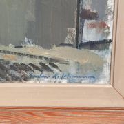 Original Swedish Oil on Canvas – “Sage House” by Gustav‑Adolf Johansson – Signed – Vintage & Framed