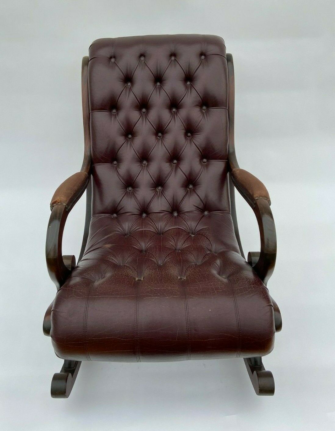 English 1960 english brown leather rocking chair