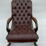 English 1960 english brown leather rocking chair