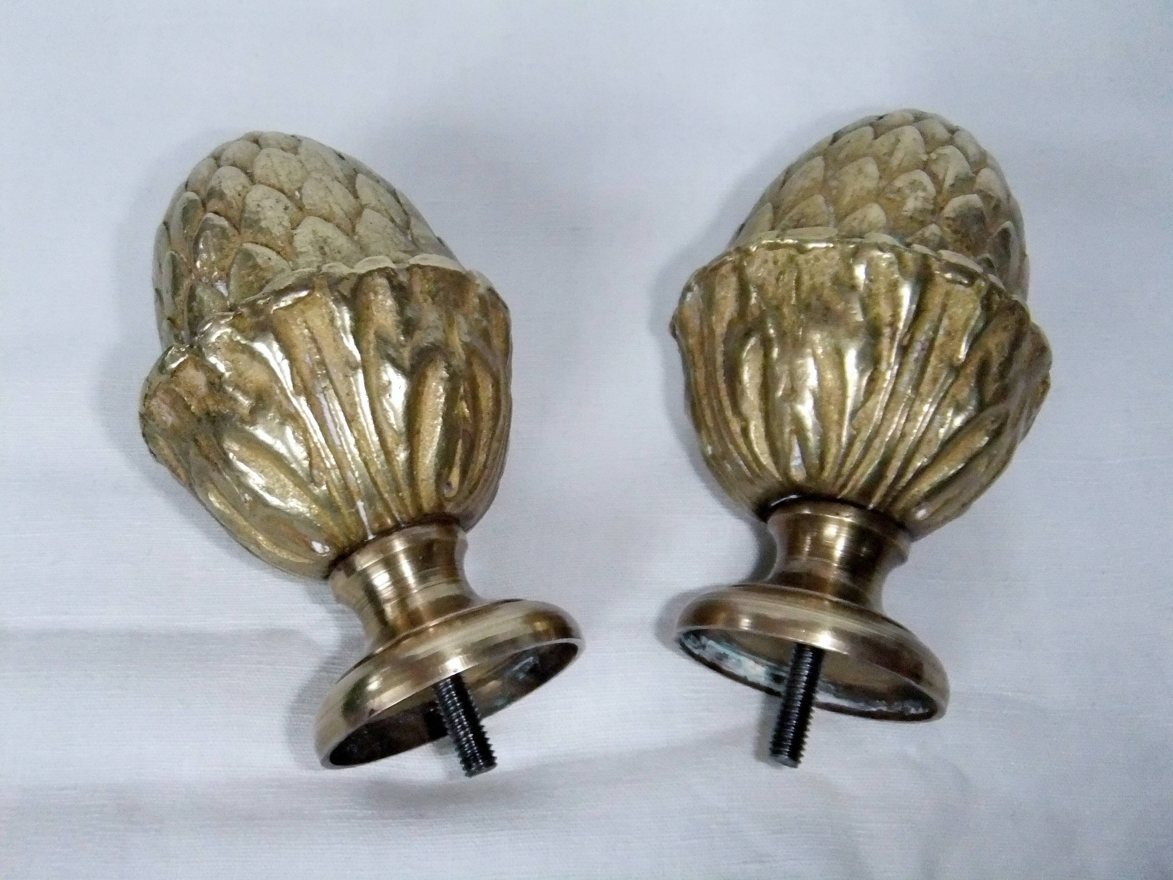 Anciens Embouts En Bronze Pour Tringle à Rideaux – Paire – Occasion