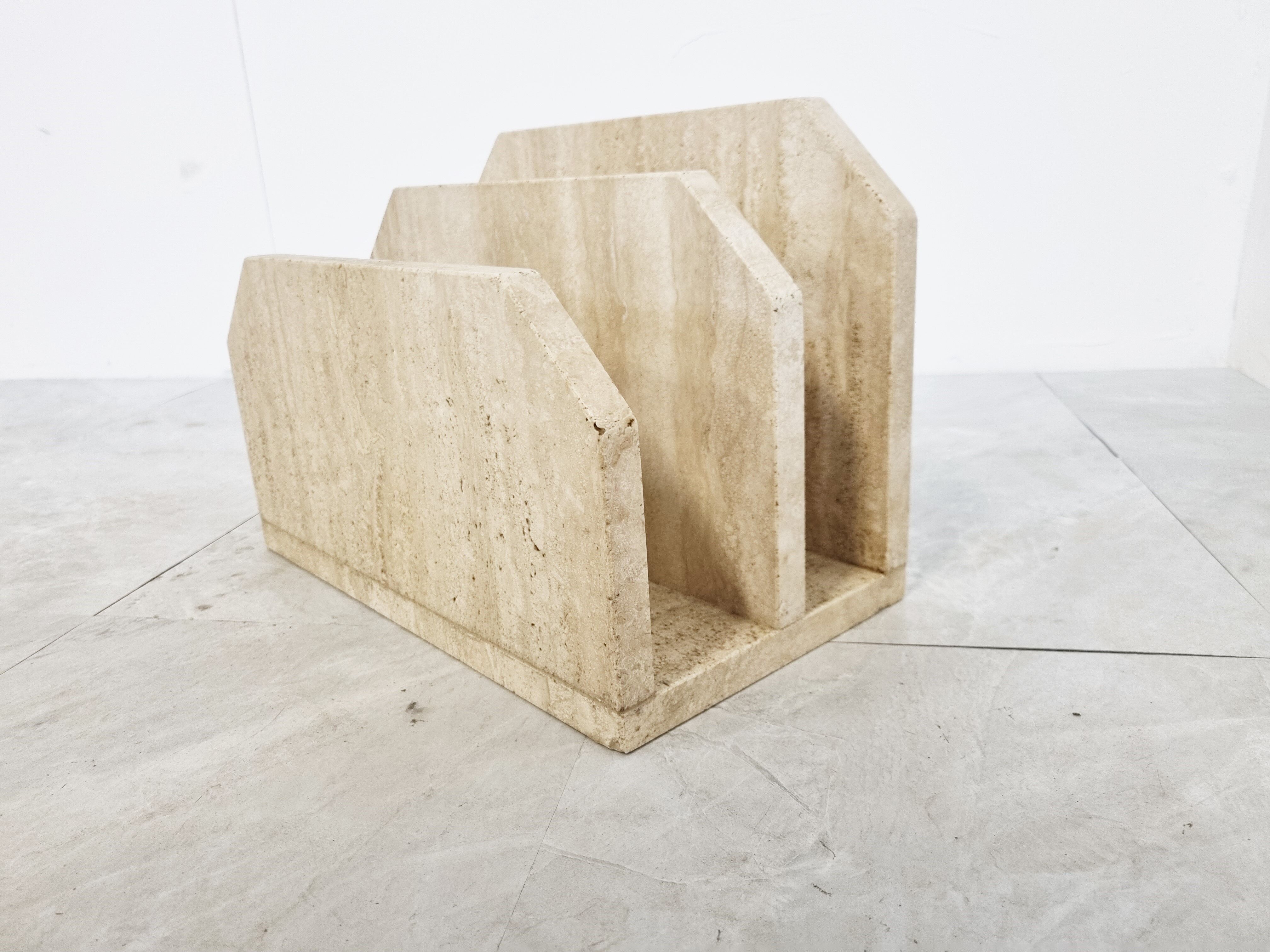 Vintage travertine magazine holder, 1970s