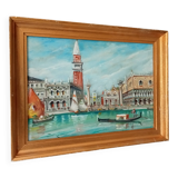 Old oil painting on canvas Venice "Piazza San Marco"