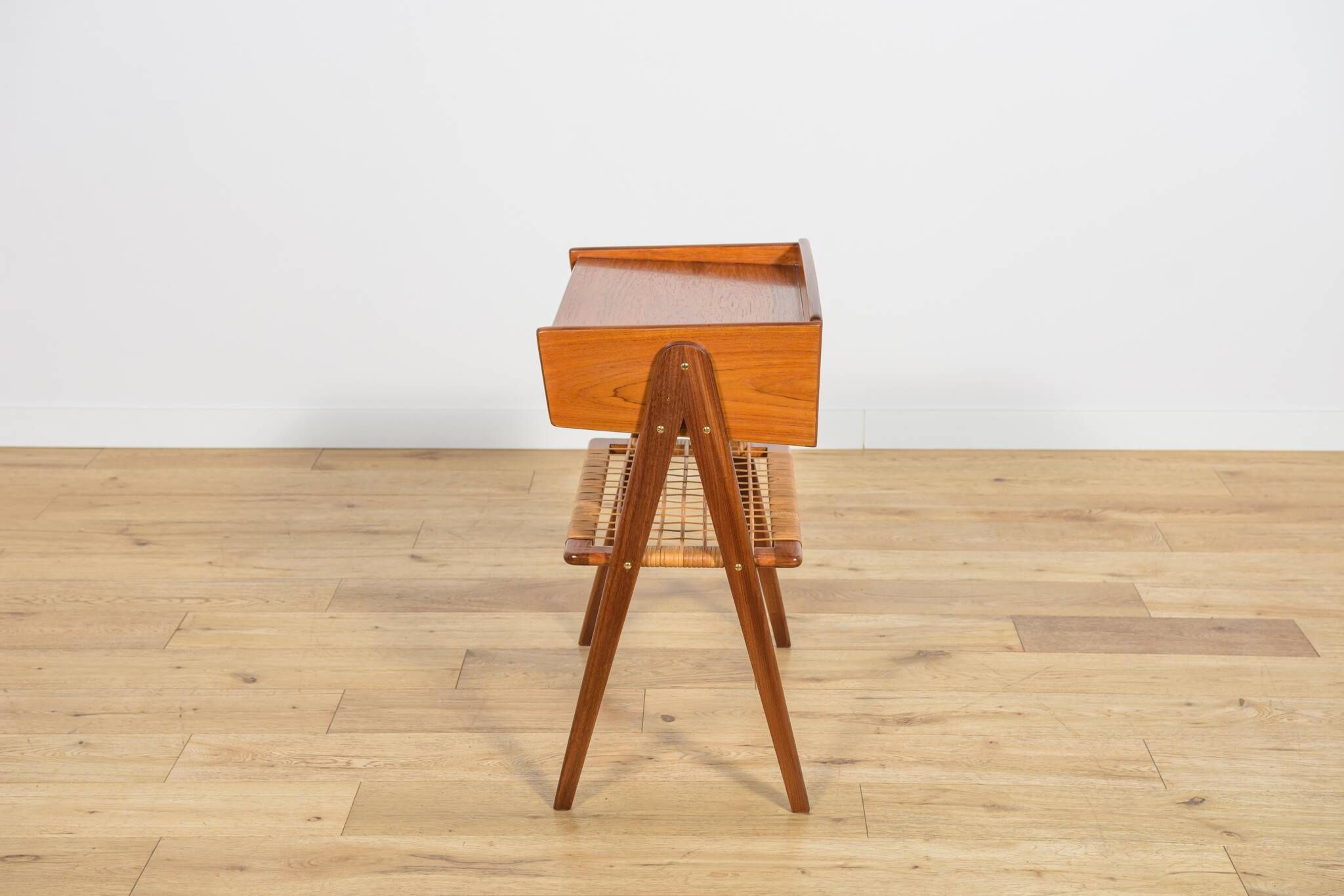 Mid-Century Teak and Rattan Nightstands by Søren Rasmussen, Denmark, 1960s,