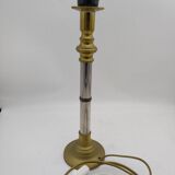 Brass and chrome-plated steel lamp base.