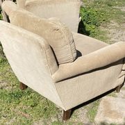 Pair of vintage ribbed velvet armchairs