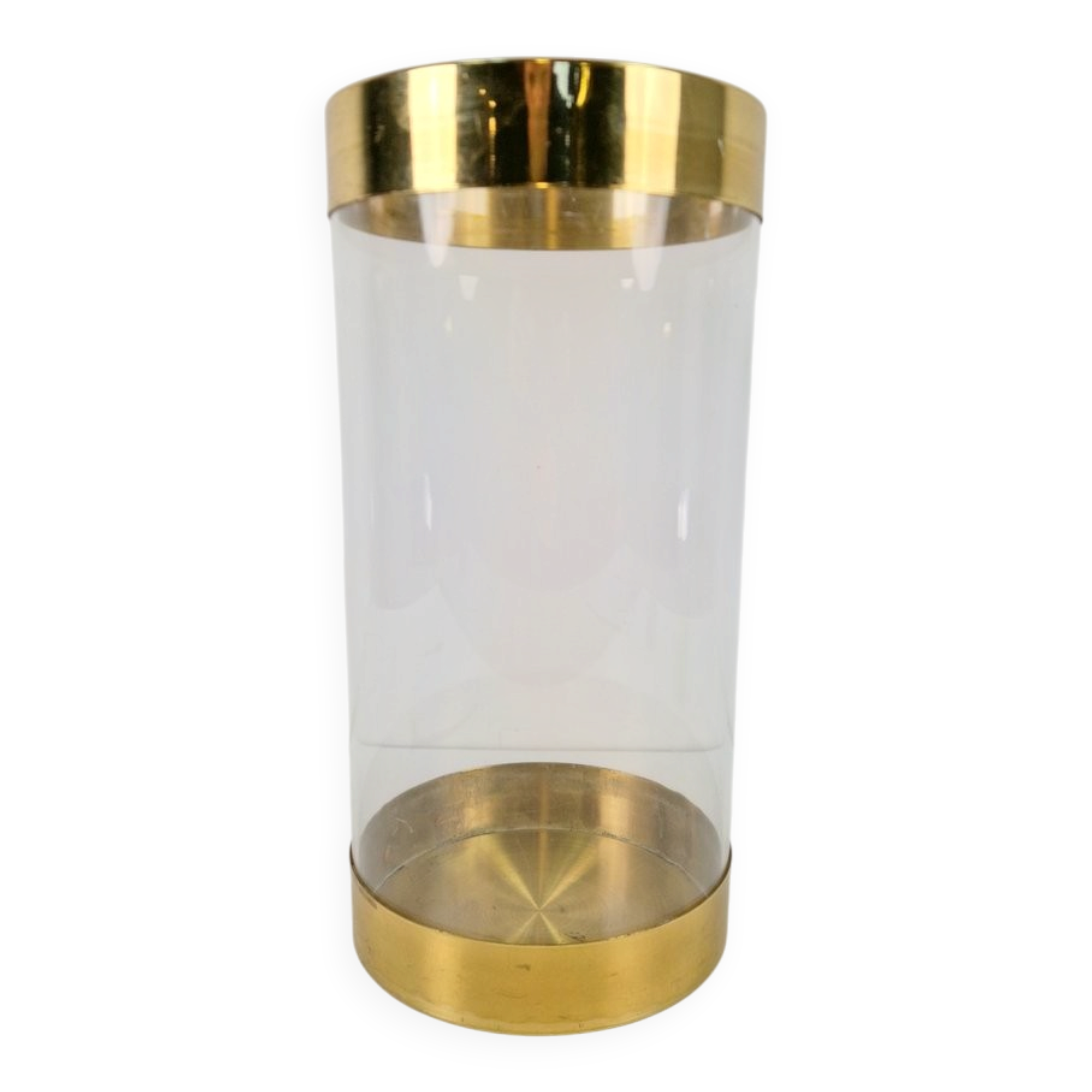 Acrylic Glass and Brass Umbrella Stand, France, 1970s