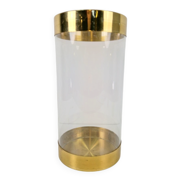 Acrylic Glass and Brass Umbrella Stand, France, 1970s