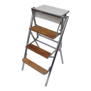 Wood and formica step stool chair
