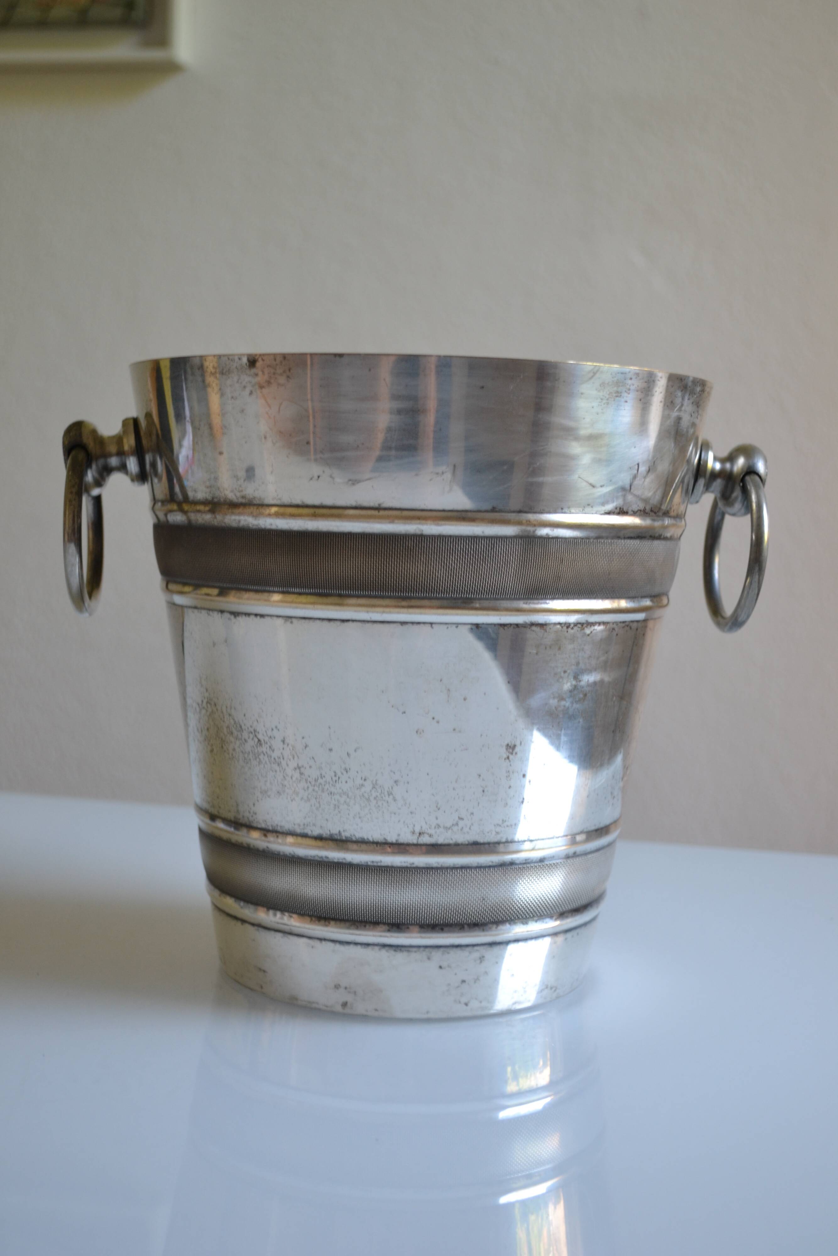 Silver-plated ice or champagne bucket with goldsmith's hallmark